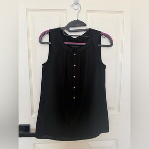 Black Sleeveless Blouse with Gold Buttons